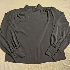 Joie Women's Size L Large Black High Mock Neck Long Sleeve Blouse Whimsigoth